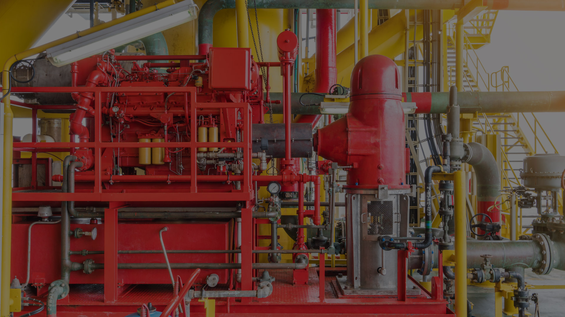 Offshore Platform Fire Pump Skid with a Right-Angle Pump Drive Painted Safety Red